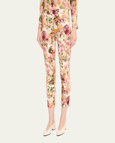 Daphne Floral Cigarette Cropped Cotton Twill Pants