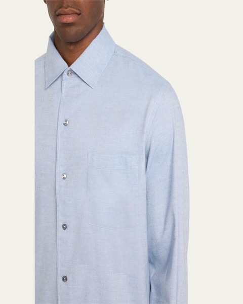 Men's Cotton and Cashmere Twill Pocket Sport Shirt