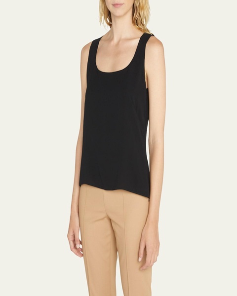Scoop-Neck Silk Georgette Tank Top