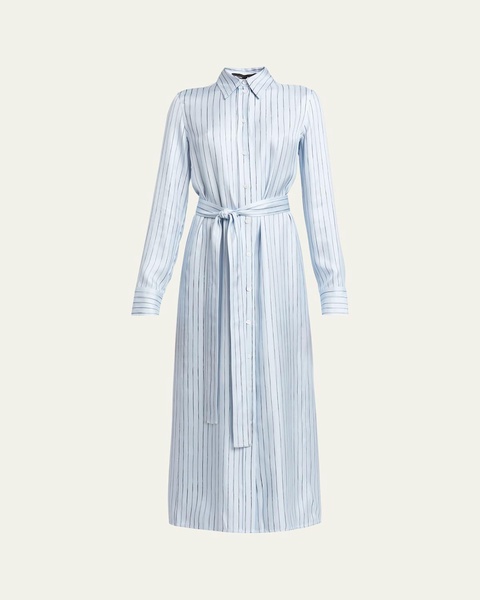 Hannah Stripe Silk Twill Ankle Dress