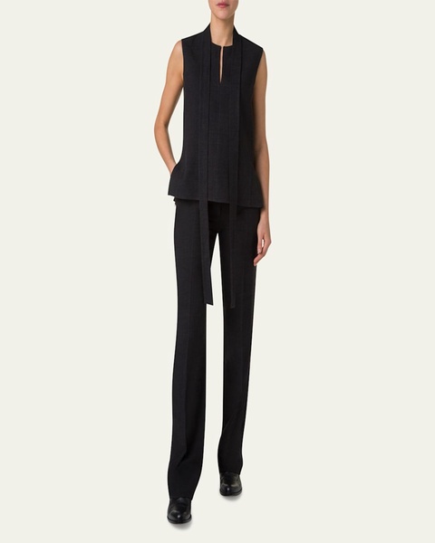 Carl Straight Leg Stonewashed Twisted Linen Wool Pants