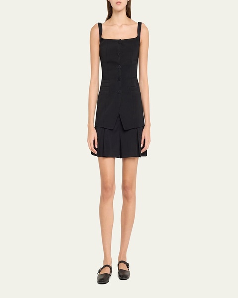 Square-Neck Buttoned Top