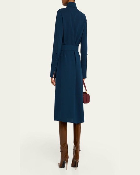 Belted Split-Cuff Shirtdress