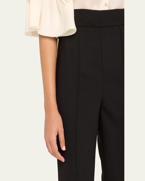 High-Rise Pintuck Skinny-Leg Pants