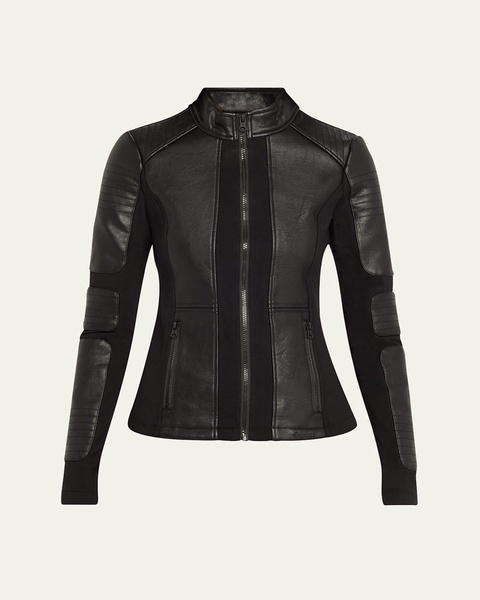 Zip-Front Faux Leather Moto Jacket