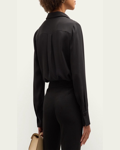 Scottie Silk Button-Down Blouse