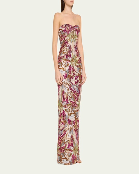 Dahlia Strapless Embroidered Sequin Gown