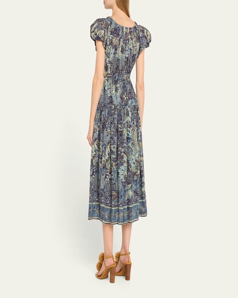 Abigail Puff-Sleeve Midi Dress