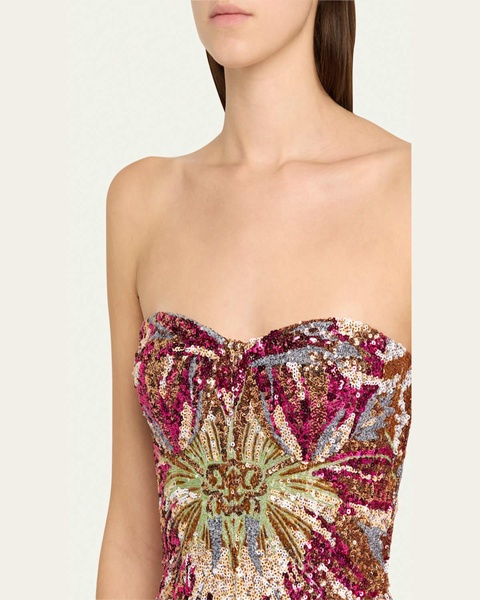 Dahlia Strapless Embroidered Sequin Gown
