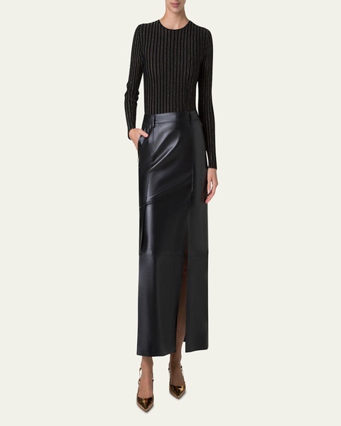 Lurex Pinstripe Fitted Wool Sweater