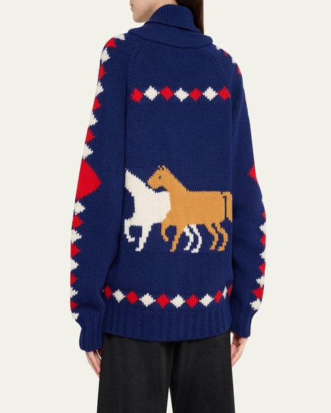 Diamond Corral Horse Merino Wool Cardigan