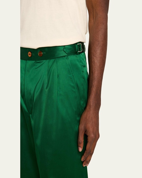 Men's Pleated Satin Trousers