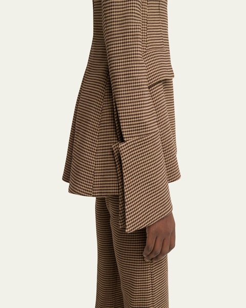 Fitted Micro-Check Shirt with Basque Detail