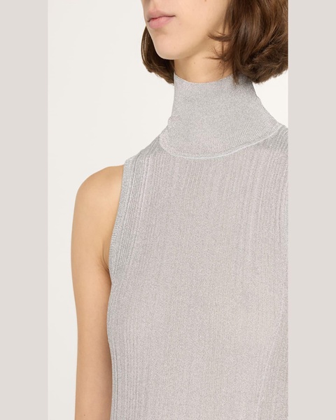 Arden Metallic Knit Turtleneck Maxi Dress