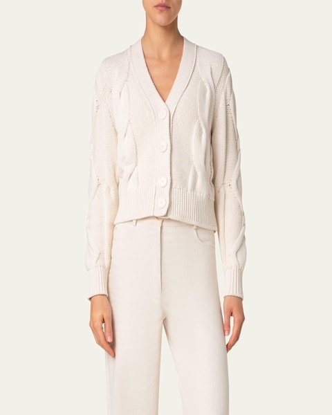 V-Neck Cable Cardigan