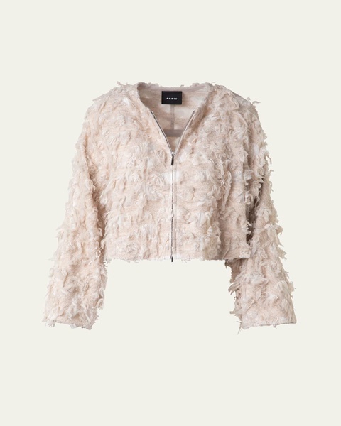 Alida Short 3D Jacquard Wool-Blend Jacket