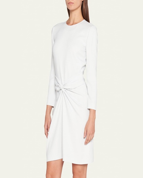 Ruched Long-Sleeve A-Line Dress