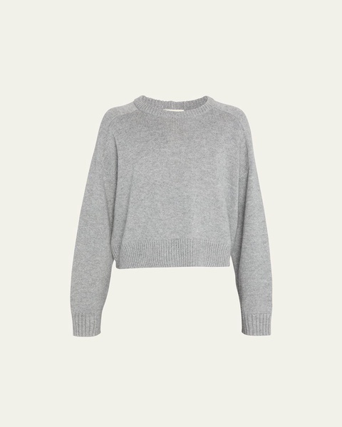 Bruzzi Wool-Cashmere Raglan-Sleeve Crop Sweater