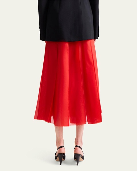 Dex Pleated Silk Midi Skirt