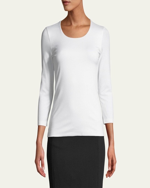 Fitted 3/4-Sleeve Stretch-Jersey Top