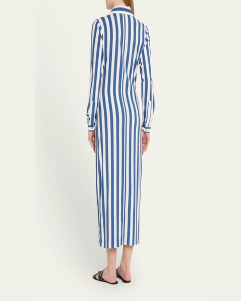 Striped Button-Front Maxi Shirtdress