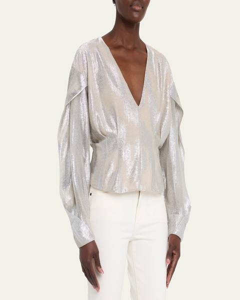 Berma Metallic Draped Blouse