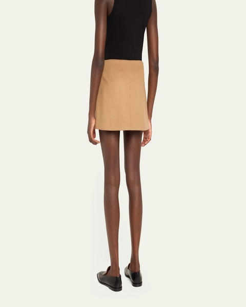 May Snap-Front Wool-Cashmere Mini Skirt