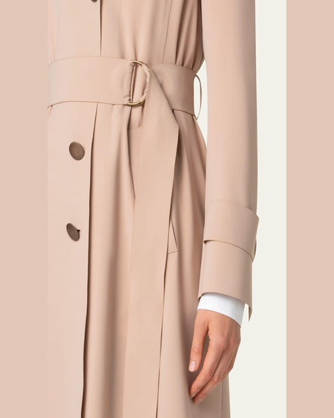 Techno Laser Cut Crepe Belted Trench Coat