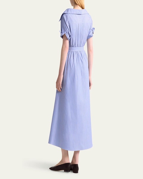 Lydia Stripe Poplin Midi Wrap Dress