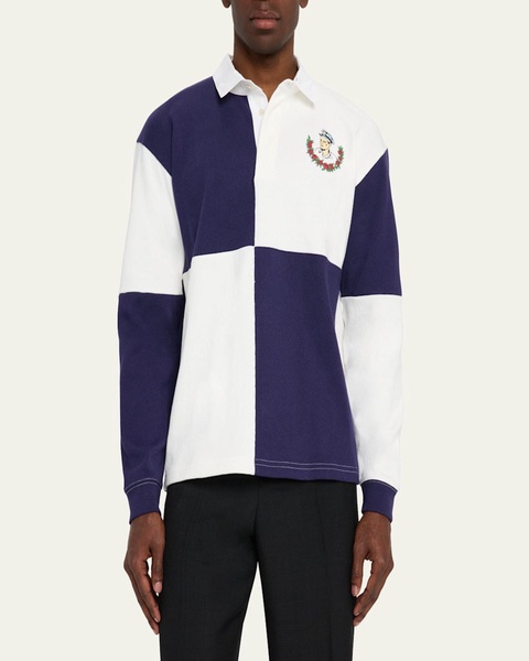 Men's Square Colorblock Grandfather Rugby Shirt