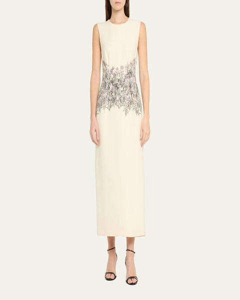 Ophelia Long Printed Wool Dress