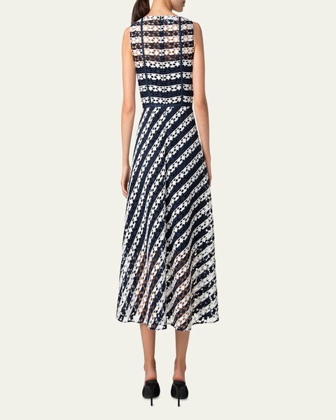 Dot Cut-Out Guipure Fit-Flare Midi Dress