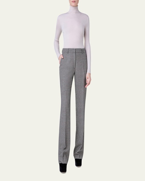 Cashmere-Silk Fine Ribbed Knit Pullover