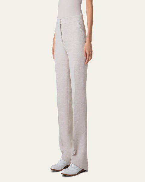 Carl Twisted Linen Double-Face Straight-Leg Pants