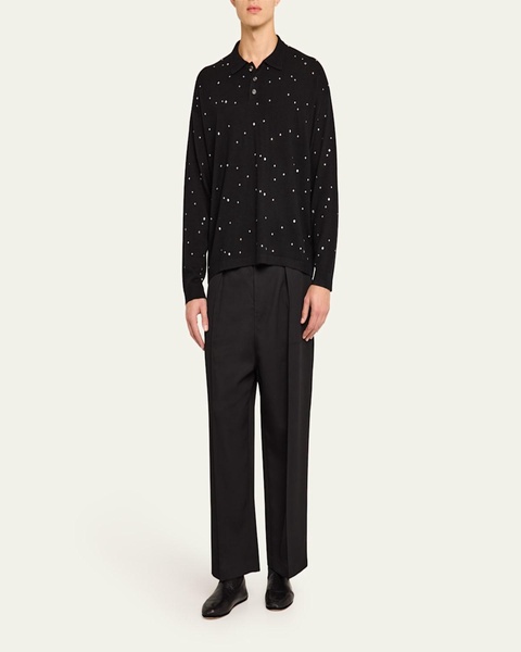 Men's Crystal-Embellished Polo Sweater