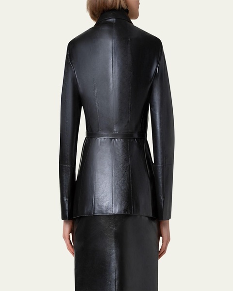Whisper Lacquer Leather Jacket with Belt
