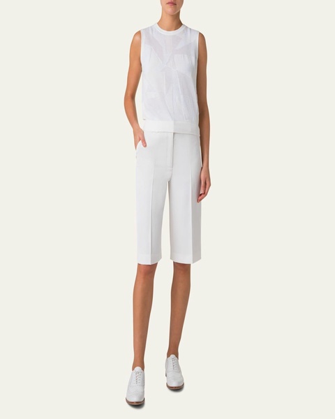 Cotton-Blend Jacquard Trapeze Rayonnant Knit Top