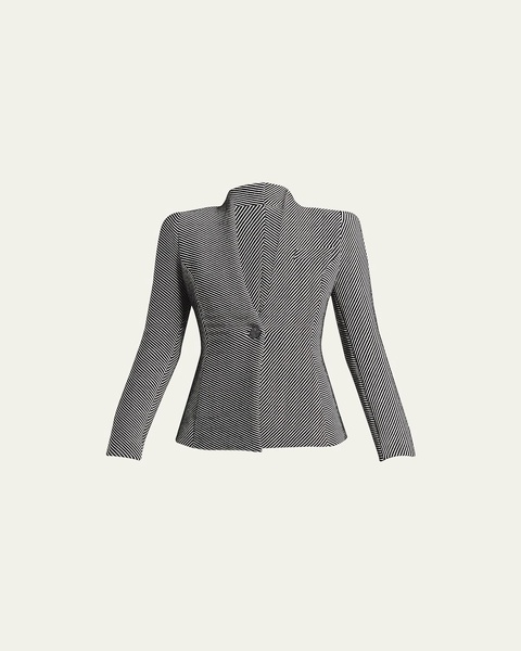 Diagonal Stripe Single-Breasted Jersey Jacket