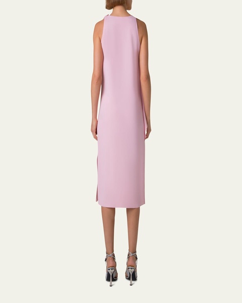 Lasercut Shoulder-Drape Midi Dress
