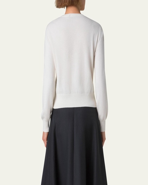 Front Fine Sheer Stripe Cashmere Sweater