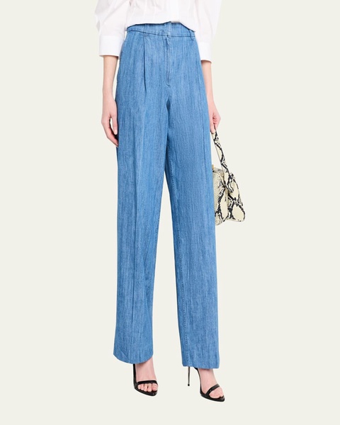 Chambray Wide Leg Pants