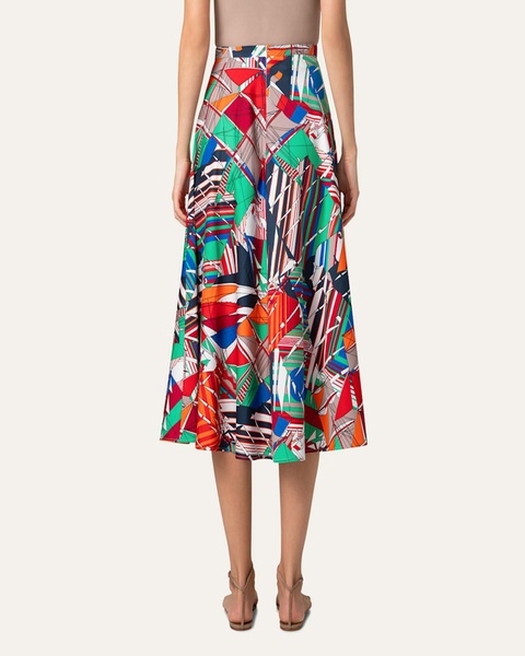 Sea Clipper Print Flared Midi Skirt
