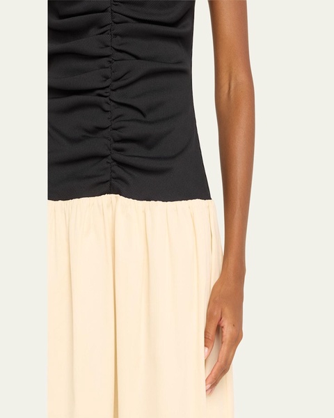 Isla Shirred Drop-Waist Midi Dress