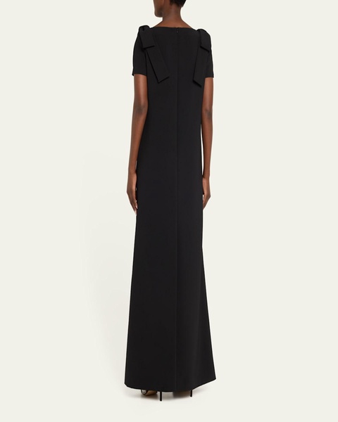 Shoulder Bow Crepe Column Gown