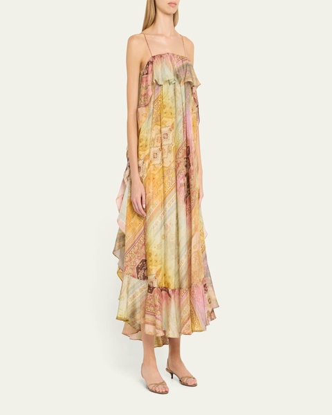 Tallow Printed Ruffle Maxi Dress
