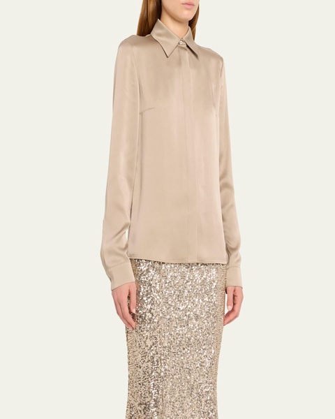 Hansen Charmeuse Button-Front Shirt