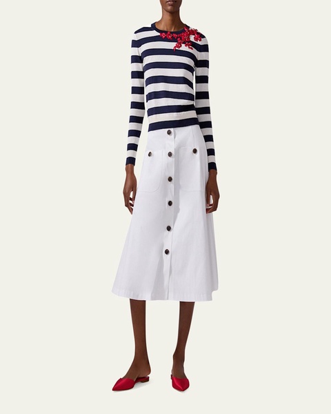Button Front Midi Skirt