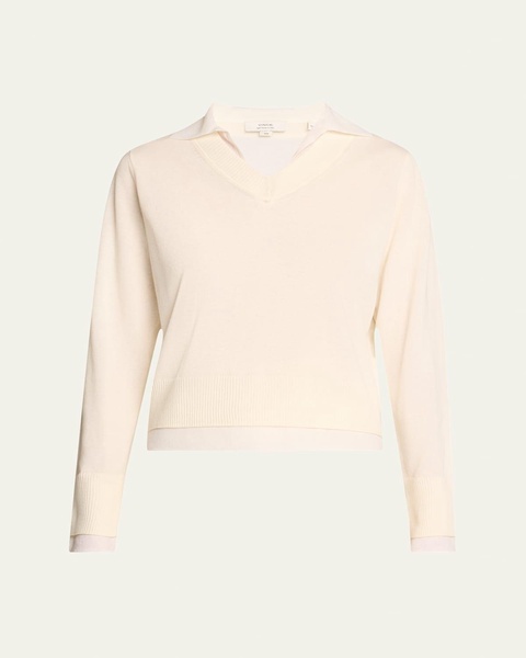 Fine Knit Layered Collared Sweater
