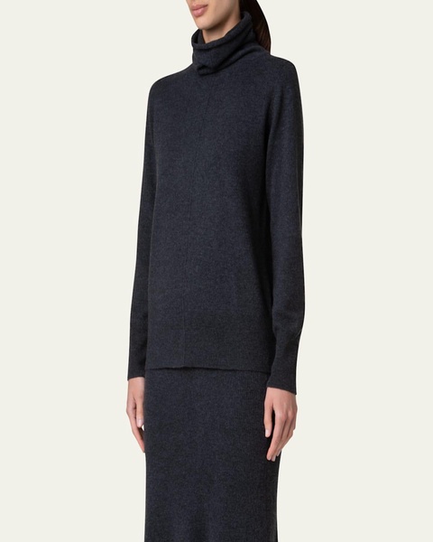 Cashmere Wide Turtleneck Knit Sweater