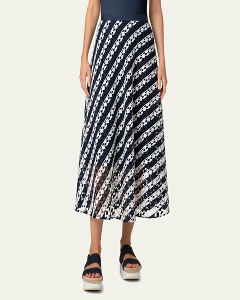 Two-Tone Lace Midi Skirt